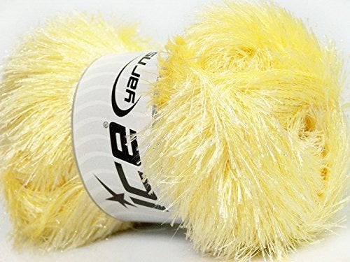 Large 100 Gram Skein Baby Yellow Eyelash Glitz Ice Sparkly Eyelash Yarn