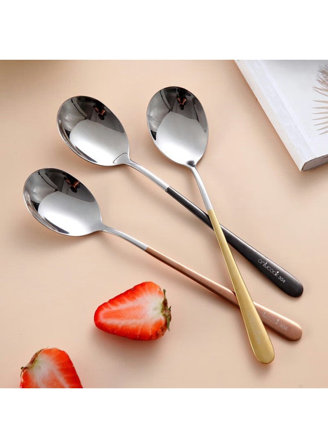 Onlycook 304 Stainless Steel Spoons, Colorfast Soup Spoons, Watermelon Spoons, Rice Spoons, Long-handled Dessert Spoons, Mixing Spoons - Main Image 3 Pieces - Image 1