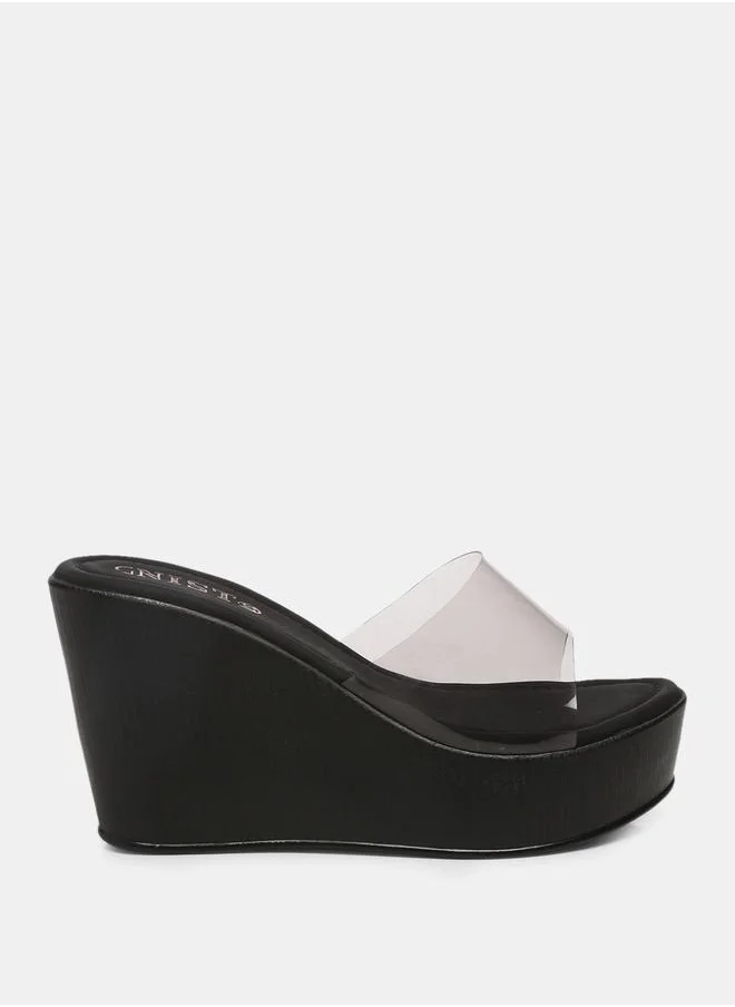 جنيست Transparent Strap Wedge Heel Sandals by Styli
