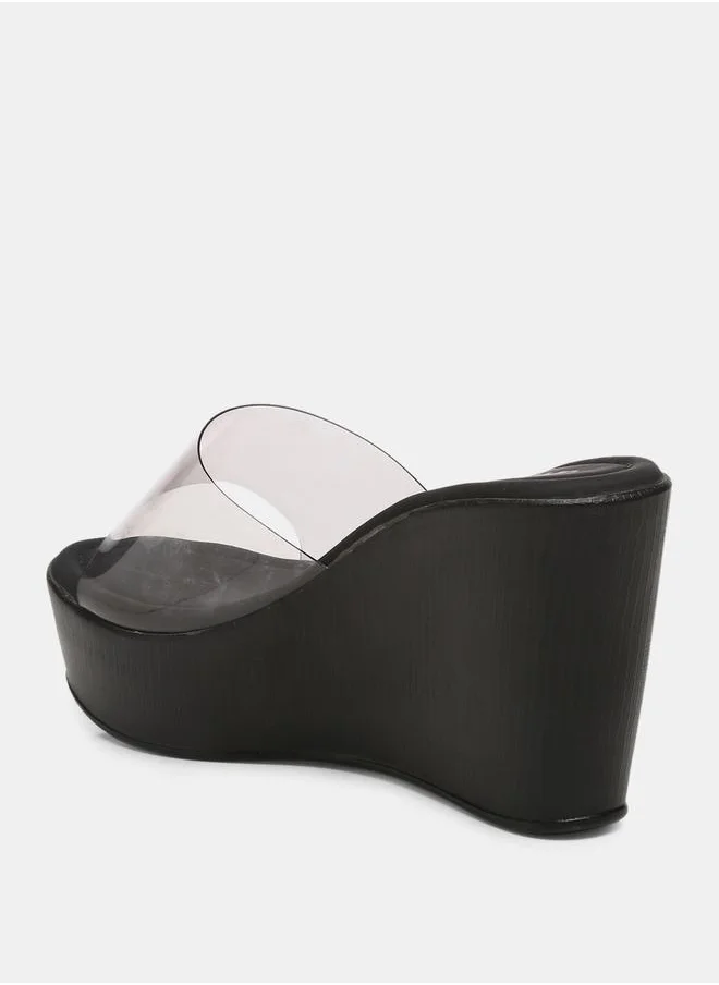 جنيست Transparent Strap Wedge Heel Sandals by Styli