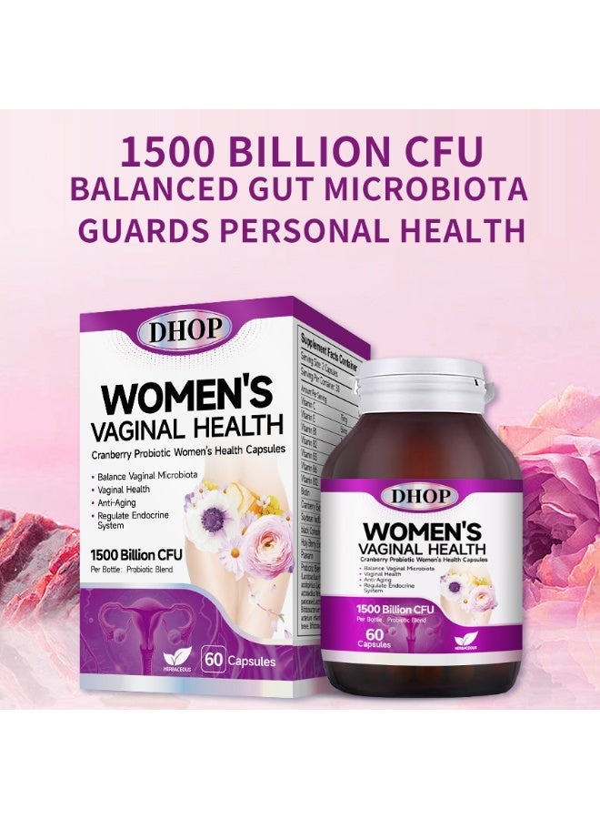 DHOP Women's Vaginal Health Cranberry Probiotic Capsules, Feminine Care & Flora Balance, - Image 1