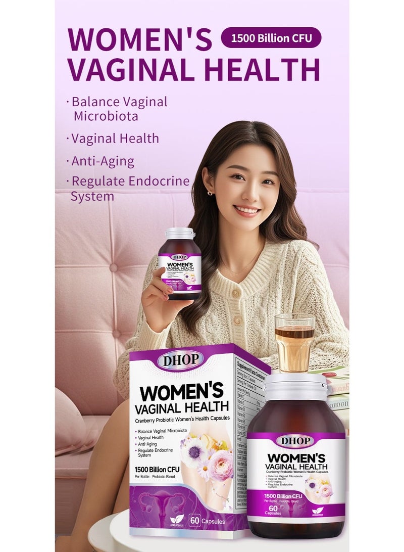 DHOP Women's Vaginal Health Cranberry Probiotic Capsules, Feminine Care & Flora Balance, - Image 2