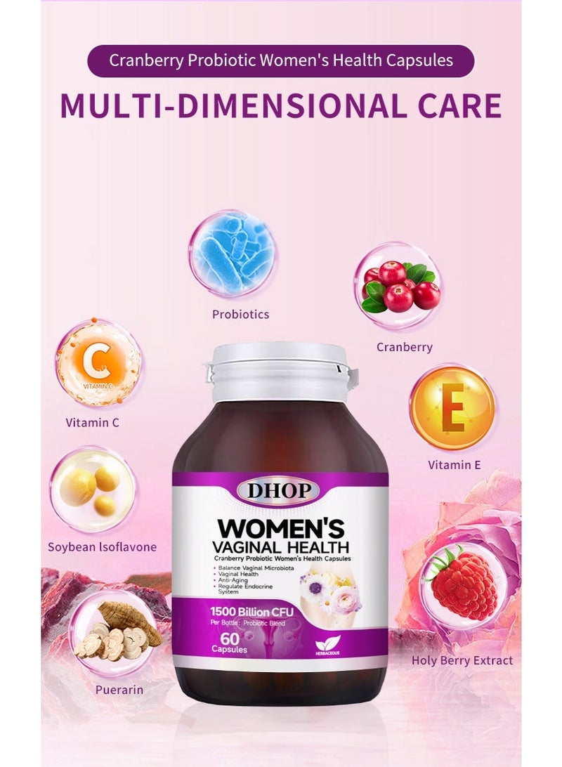 DHOP Women's Vaginal Health Cranberry Probiotic Capsules, Feminine Care & Flora Balance, - Image 4