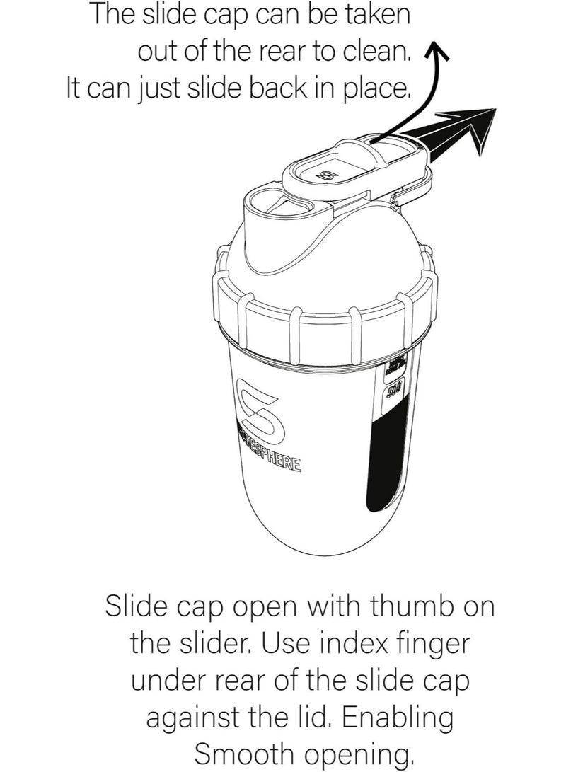 شيكسفير كوب ShakeSphere Tumbler: زجاجة رج البروتين مع نافذة شفافة، 24 أونصة - كوب خلط بدون شفرة لهرس الفاكهة، بدون كرة خلط - مسحوق مشروب خلاط قبل التمرين، صالة الألعاب الرياضية (أبيض غير لامع) - Image 3