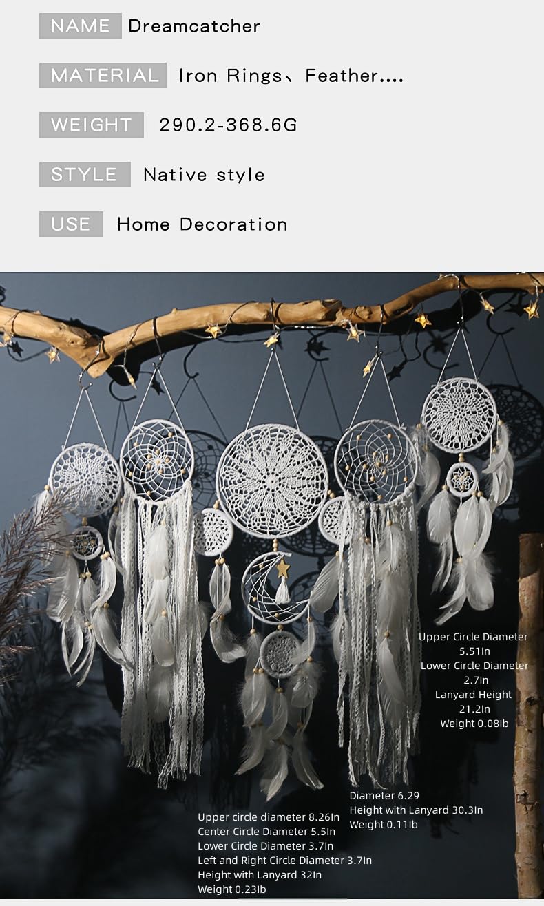 KBBYT 5 Pack Bohemian Ornaments,Dreamcatcher Gift Boho Native American Decor, Handmade Dreamcatcher for Girls, Boys, Adults, Kids Room,Witchy Gifts (Camel) - Image 5