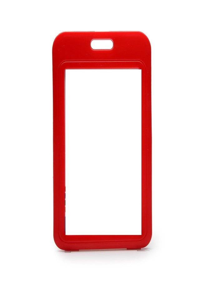 ال سي حامل بطاقات هوية بلاستيكي من LC، وجهان مرئيان، حافظة بطاقات هوية مقاومة للماء للجنسين للمكاتب والمدارس والكليات، حامل بطاقات PP قابل للطي (10، أحمر، للبطاقات العمودية (54 مم × 86 مم)) - Image 1