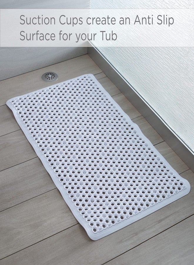 Bath Bliss Self-Draining Bathmat | Bathroom Tub and Shower Bath Mat | Anti-Slip Surface | Suction Cup Base | PVC Non Slip| Quick Dry | White - Image 3