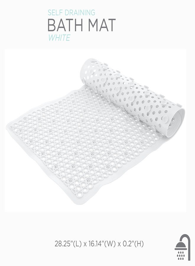 Bath Bliss Self-Draining Bathmat | Bathroom Tub and Shower Bath Mat | Anti-Slip Surface | Suction Cup Base | PVC Non Slip| Quick Dry | White - Image 2