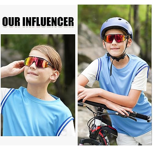 DUCO Kids Sunglasses Youth Baseball Sun Glasses Lightweight TR90 Frame UV400 Sports Cycling Shades for Boys Girls DK268 - Image 2