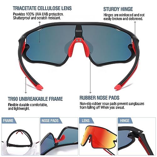 DUCO Kids Sunglasses Youth Baseball Sun Glasses Lightweight TR90 Frame UV400 Sports Cycling Shades for Boys Girls DK268 - Image 4