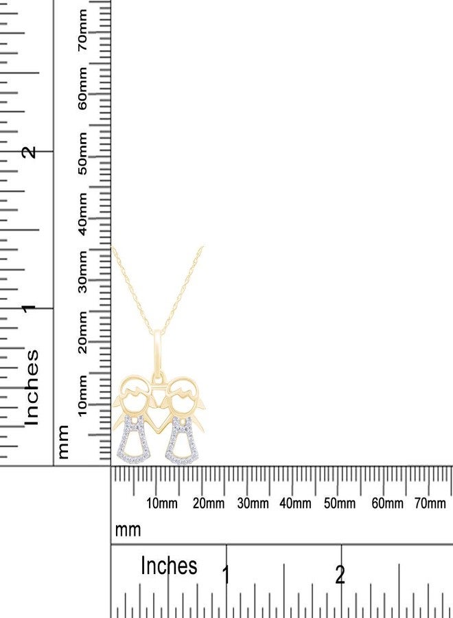 AFFY Adorable Two Twins Family Pendant Necklace in 14k Yellow Gold Over Sterling Silver - Image 4