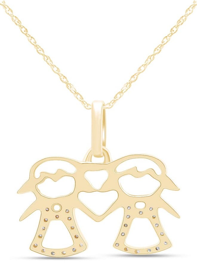AFFY Adorable Two Twins Family Pendant Necklace in 14k Yellow Gold Over Sterling Silver - Image 3