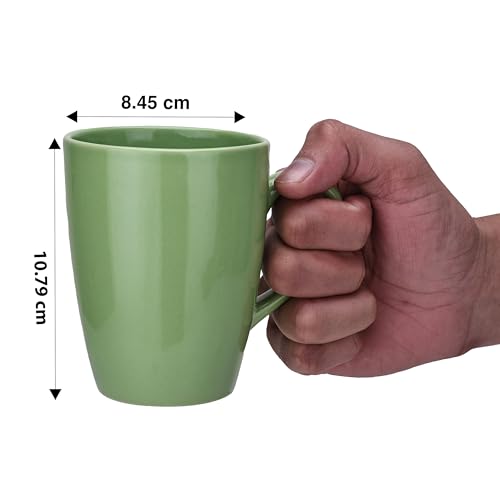 CRAF10 Exquisite Solid Ceramic Coffee Mugs - Asparagus Green Color,Microwave Safe- 340ml Capacity, Dishwasher & Freezer Safe - Image 2