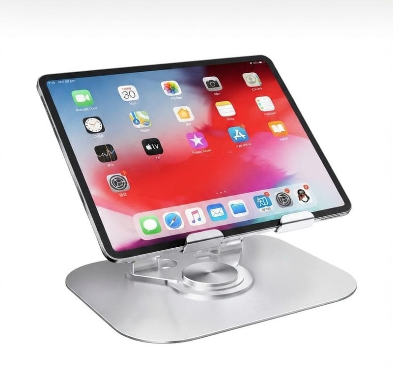 Soloffer 360° Rotating Tablet Stand Metal Alloy Adjustable Height Rotation Bracket, Suitable For tablet Computers for Desk Ergonomic Foldable Metal Tablet Holder/Tablets/Mobile Phones - Image 3