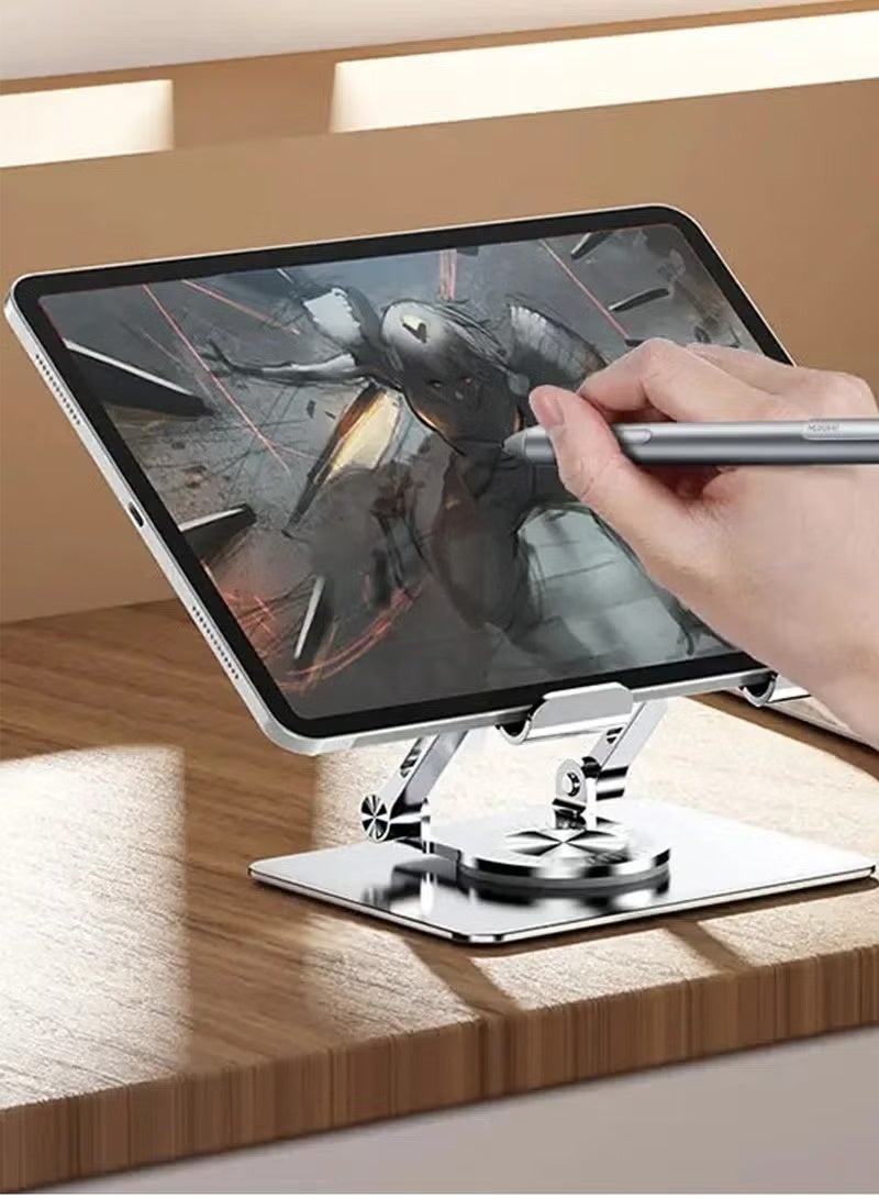 Soloffer 360° Rotating Tablet Stand Metal Alloy Adjustable Height Rotation Bracket, Suitable For tablet Computers for Desk Ergonomic Foldable Metal Tablet Holder/Tablets/Mobile Phones - Image 4