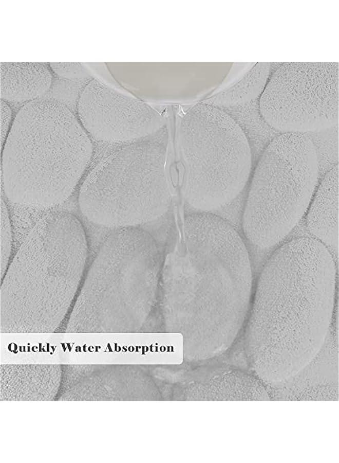 Memory Foam Bath Mat, Cobblestone Embossed Coral Fleece Bathroom Rugs, Rapid Water Absorbent Non Slip Washable Thick Soft Bath Rug for Shower Room (White,43 x 60 cm) - Image 4