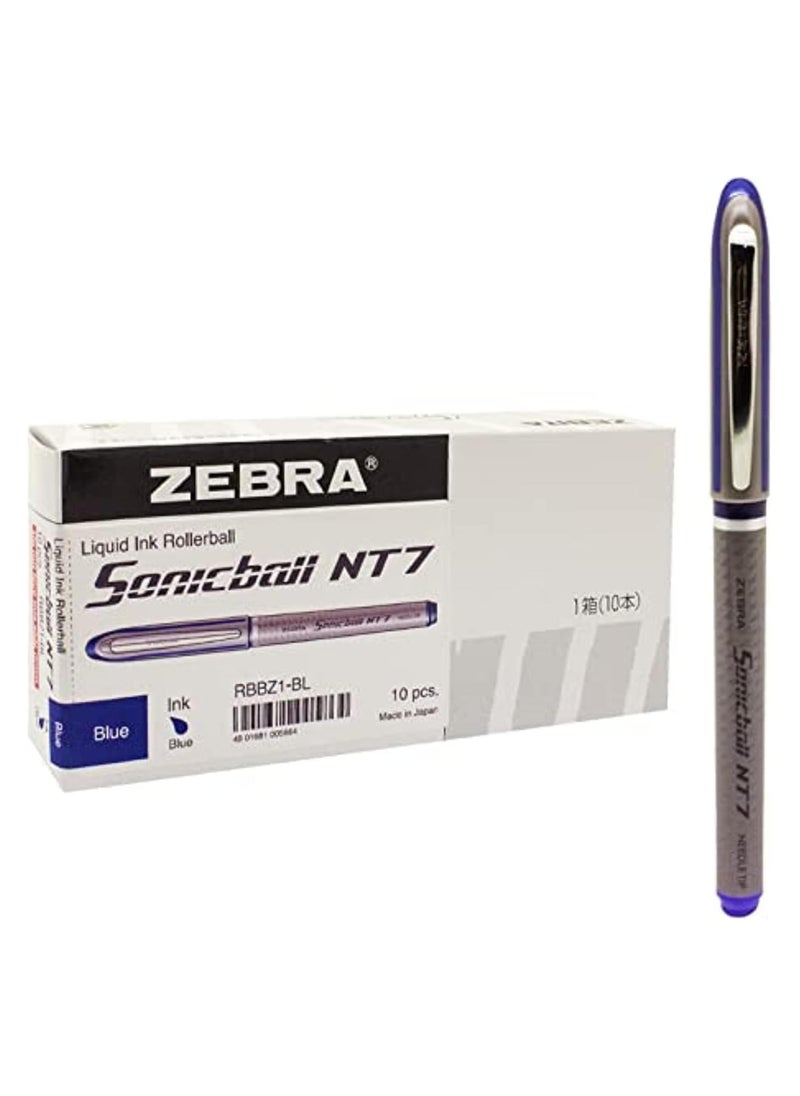 ZEBRA 10 Piece Sonicball NT7 Liquid Ink Pen Blue 