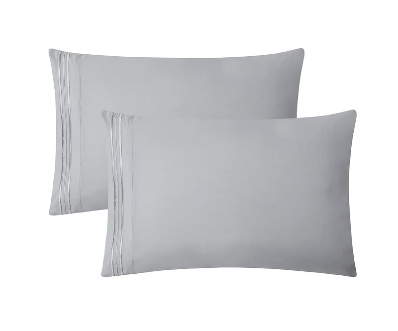 Clara Clark Pillow Cases Standard Size - Ultra Soft Pillow Cover, Lightweight Microfiber Pillow Cases Queen Size Set of 2 - Envelope Closure Pillowcases, Silver. - Image 5