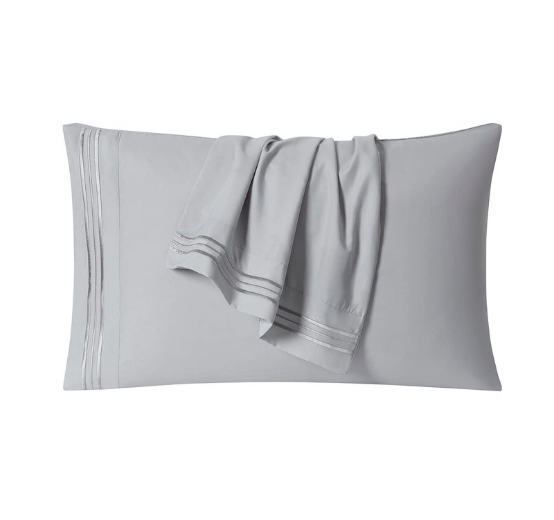 Clara Clark Pillow Cases Standard Size - Ultra Soft Pillow Cover, Lightweight Microfiber Pillow Cases Queen Size Set of 2 - Envelope Closure Pillowcases, Silver. - Image 2
