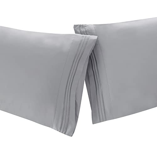 Clara Clark Pillow Cases Standard Size - Ultra Soft Pillow Cover, Lightweight Microfiber Pillow Cases Queen Size Set of 2 - Envelope Closure Pillowcases, Silver. - Image 3
