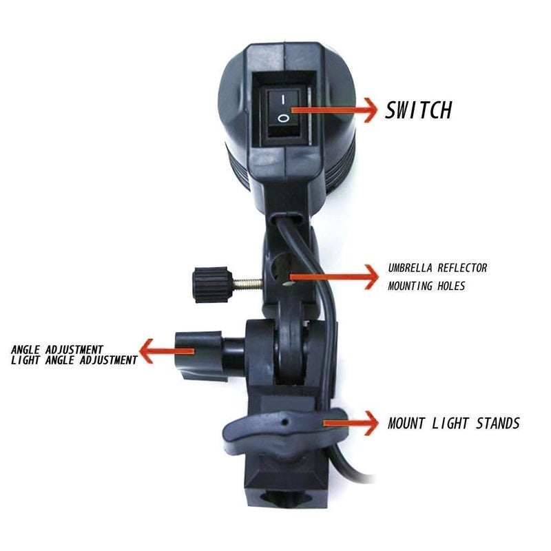 SHOPEE مصباح ضوء التصوير لمبة حامل فردي مقبس E27 قاعدة استوديو قابس الاتحاد الأوروبي، أسود، عبوة من 1 - Image 5