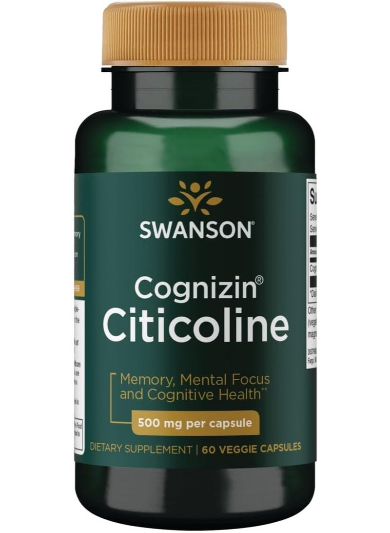 SWANSON COGNIZIN CITICOLINE 500MG | 60 VEGGIE CAPSULES - Image 1