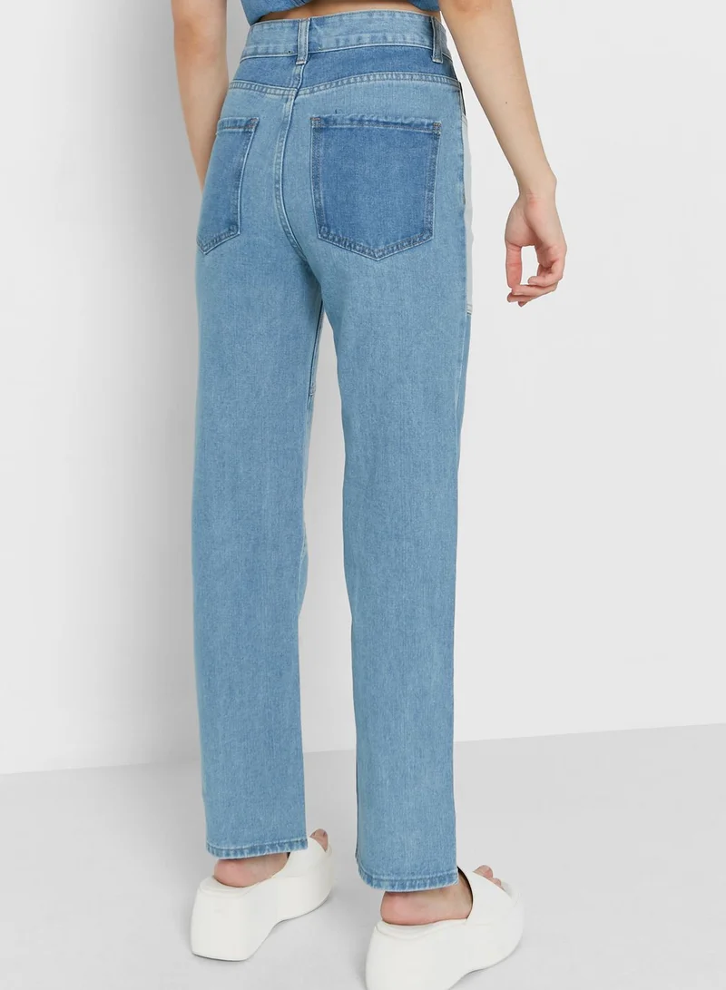 Ginger Colorblock Detail Straight Fit Jeans