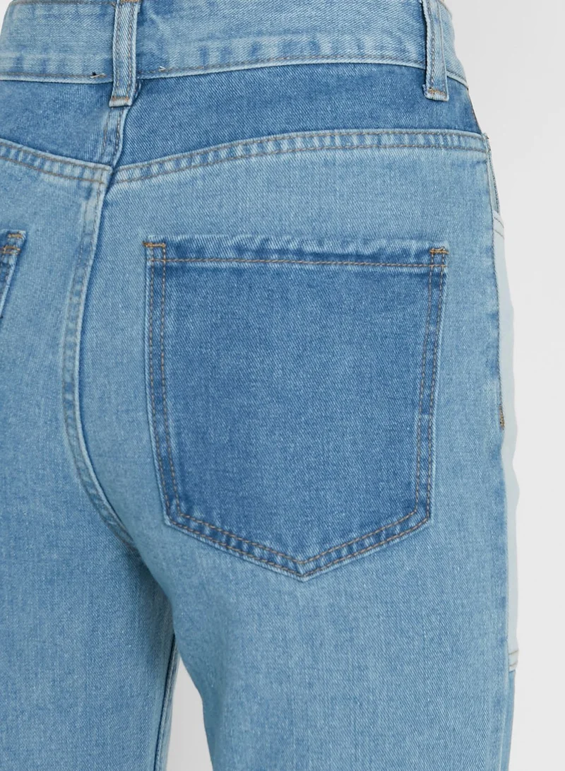 Ginger Colorblock Detail Straight Fit Jeans