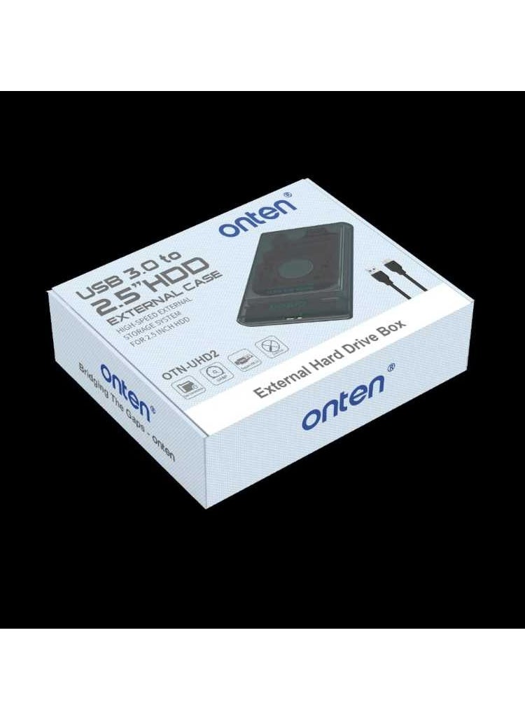onten - OTN-UHD2  USB 3.0 to SATA 2.5-inch SSD & HDD External Enclosure  - Up to 5TB - External Hard Disk Drive Carrying Case for Laptop PC , PS4 | Transparent - Image 1