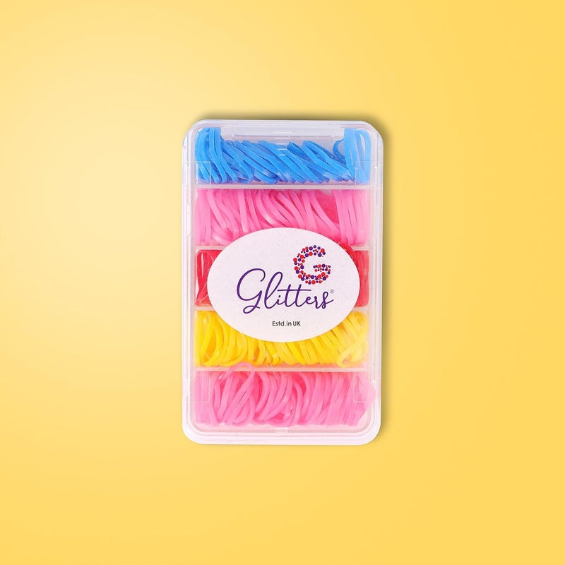 Glitters أربطة شعر ملونة عصرية من GLITTERS - مجموعة من 5 (أحمر، وردي، أصفر، أزرق) - Image 5