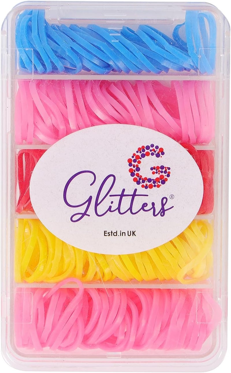 Glitters أربطة شعر ملونة عصرية من GLITTERS - مجموعة من 5 (أحمر، وردي، أصفر، أزرق) - Image 2