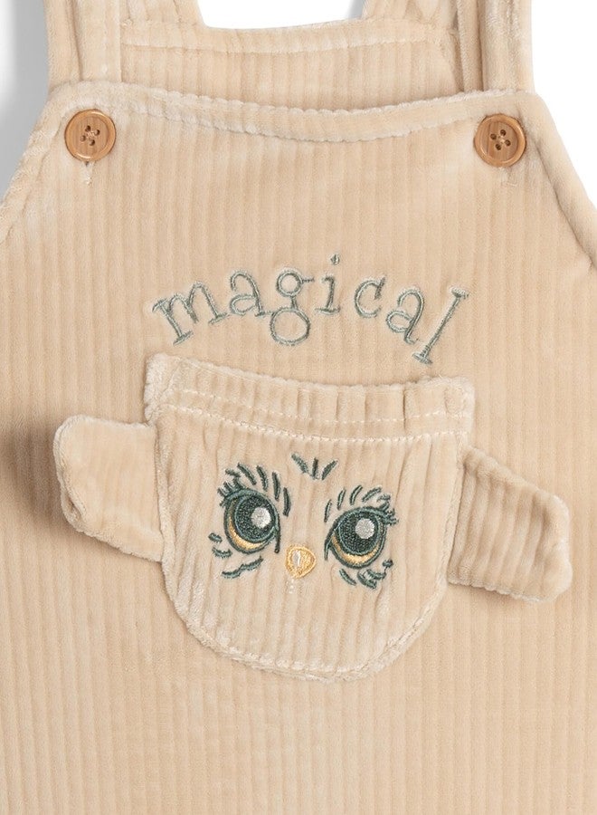 Harry Potter Hedwig Infant Baby Boys Corduroy Square Neck Ribbed Overall and T-Shirt Outfit Set Green/Cream 12 Months - Image 4