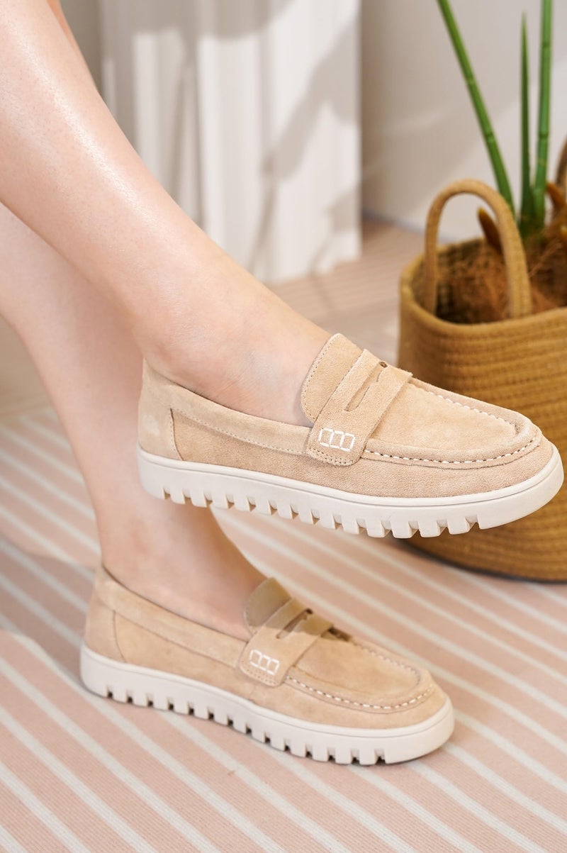 Project Cloud 100% Genuine Leather Loafers for Women â€“ Memory Foam Insoles Slip On Shoes for Women â€“ Lightweight Womens Shoes â€“ Non Slip Womens Loafers (Filide1, Nude,6) - Image 2