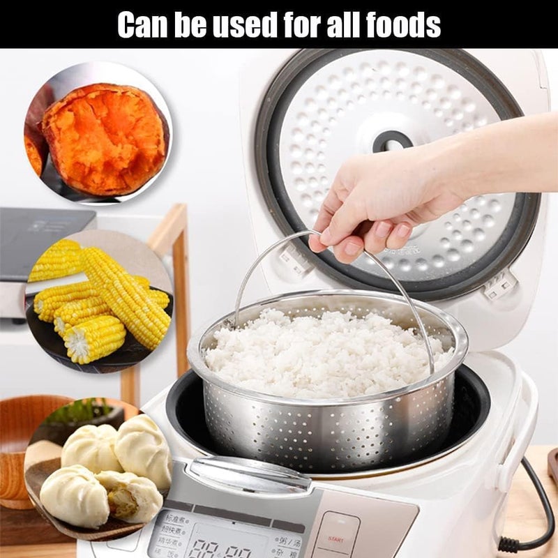 VALAJOGI Valajogi Stainless Steel Steamer Basket with Handle Rice Cooker Steaming Basket for Rice, Food, Meat, Fish Cooker Warmer Kitchen Cookware Metal Steamer Insert Steaming Rack Accessories Cooker Warmer - Image 3