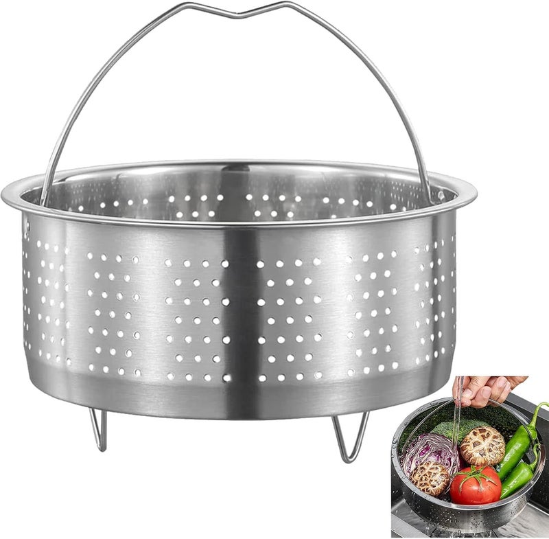 VALAJOGI Valajogi Stainless Steel Steamer Basket with Handle Rice Cooker Steaming Basket for Rice, Food, Meat, Fish Cooker Warmer Kitchen Cookware Metal Steamer Insert Steaming Rack Accessories Cooker Warmer - Image 1