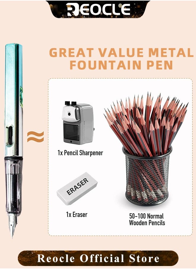 REOCLE Fountain Pen with Classic Style Smooth Writing Pen Calligraphy Pen Fountain Pen for Signature School Office Gift Supplies  - Image 4