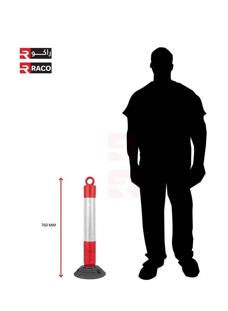RACO Traffic Safety Plastic Delineator Post Red | 76CM Flexible Warning Post | Road Safety Bollard with Demountable Base - Image 3