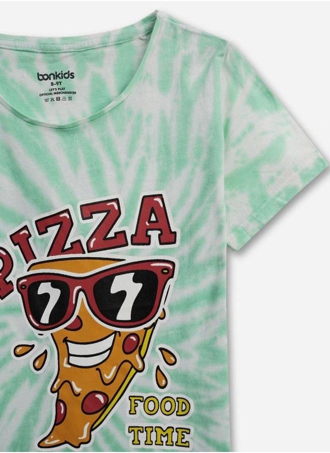 Bonkids Girl's t-shirts in regular fit green colour cotton fabric embellished pattern pull over closure woven weave type round collar type round neckline half sleeve length t-shirt upper body wear type suitable for casual occasions – where comfort meets vibrant creativity!  - Image 3