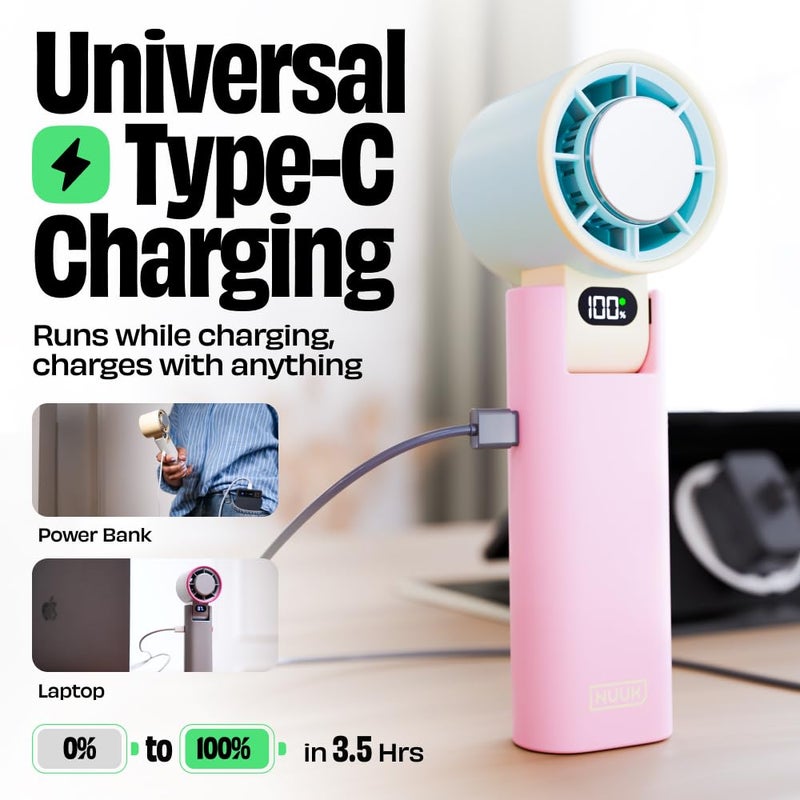 NUUK BFF Personal Hand Fan, 13000 RPM with IceTouch™ | 3600 mAh USB Rechargeable Battery [Up to 10H] | Portable Mini Fan | 100-Speed Dial | For Travel, Office, Makeup & Outdoor | 12-Month Warranty - Image 4
