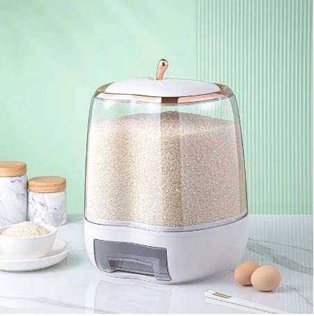 Matiko Rice Dispenser, Rice and Food Container Storage 10 kg, Grains and Dry Food Dispenser with Airtight Lid and Measuring Cup, Suitable for Rice, Grains and Coffee (apple rice dispenser 10kg) - Image 1