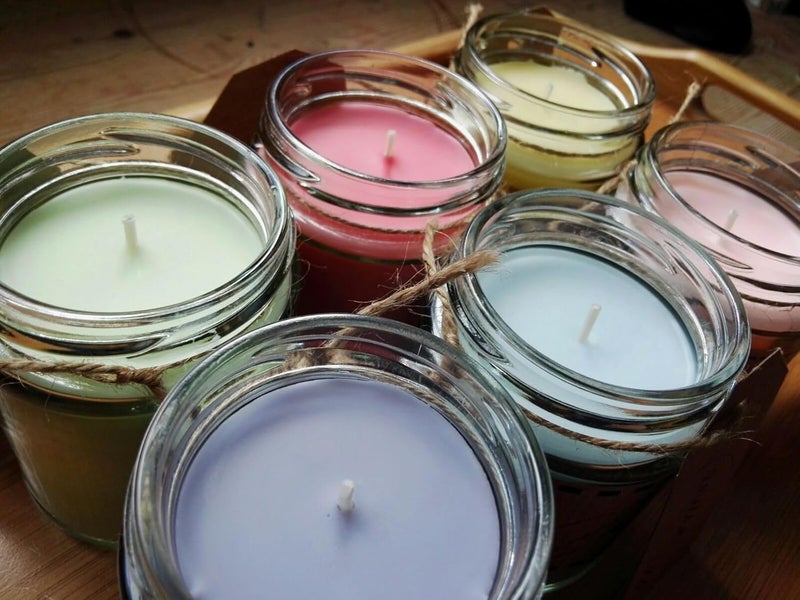 Scented Candles 1 Fruit Basket Flavor with Gold lid for Rooms Scented Candles for Home Gift for Special one Gift for Family its a Scented Candle of 190ml Glass jar with Gold lid Upto 45hrs  - Image 1