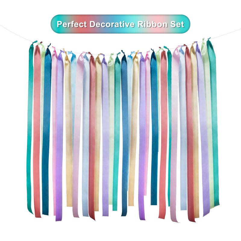 Mlurcu Morandi Rainbow Satin Ribbon 2 Inch Wide Colorful Ribbon 8 Rolls 87 Yds Assorted Bulk Ribbons Set for Christmas Easter Fiesta Party Baby Shower Birthday Wedding Decor Tassel Garland DIY Crafts - Image 3