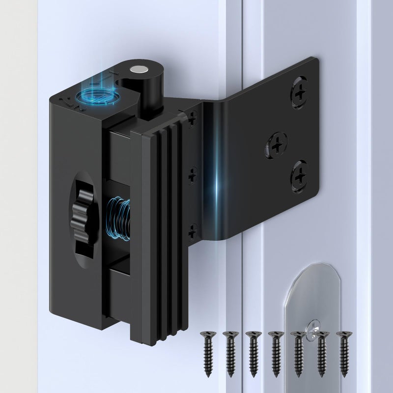 Mixizigoz Upgraded Aluminum Alloy Door Reinforcement Lock - Home Security Flip Deadbolt Door Latch with Screws - Withstands 800 lbs, Fits Inward Swinging Apartment, Bedroom (Black-1 Pc) - Image 1