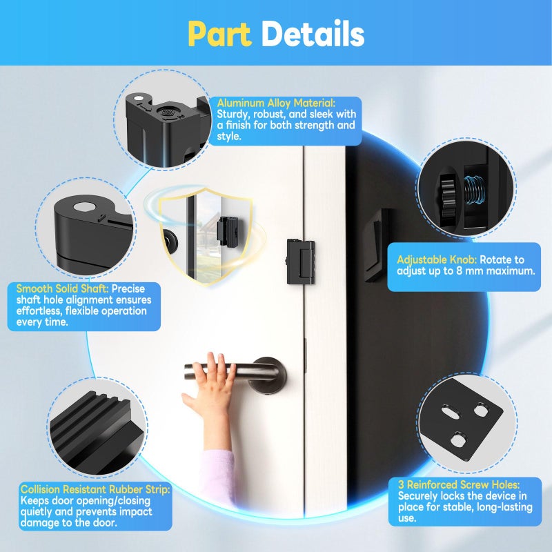 Mixizigoz Upgraded Aluminum Alloy Door Reinforcement Lock - Home Security Flip Deadbolt Door Latch with Screws - Withstands 800 lbs, Fits Inward Swinging Apartment, Bedroom (Black-1 Pc) - Image 3