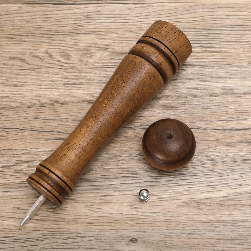 Haomacro Pepper Mill, Haomacro 10 inch Wood Salt Mill Pepper Shaker, Manual Pepper Grinder, Salt Shakers with Adjustable Ceramic Rotor - 1 Pack Refillable Oak Wood Pepper Grinder for Your Kitchen - Image 4