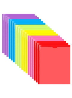 Heavy Duty Plastic Pocket Folder With Prongs And Clear Front Pocket 18 Pack 3 Prong Folders With Pockets And Card Slot Assorted Colors Pocket Folders With Prongs For Letter Size Paper