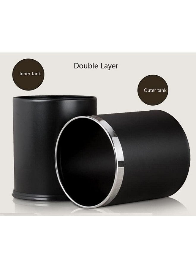 DOLPHY سلة مهملات دلفي المعدنية، سلة قمامة جلدية مفتوحة للأماكن العامة، الغرف، المطابخ، المنزل، المكتب والفنادق - سعة 8 لترات (أسود) - Image 3