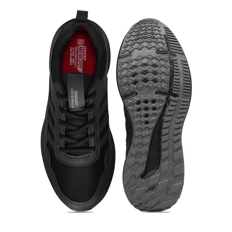 Asian Black Running Shoes for Men and Boys