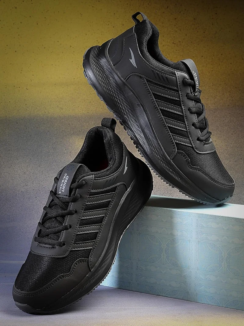Asian Black Running Shoes for Men and Boys