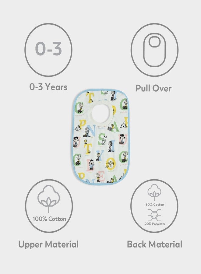 Mi Arcus 100% Cotton Peanuts Snoopy Feeding Pullover Bib 0-3 Months (Pk of 2) - Multicolor - Image 3